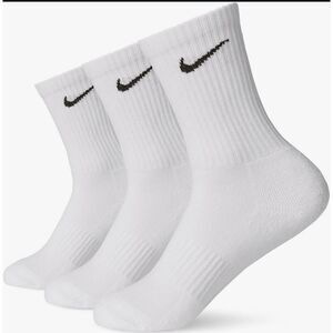 Nike Dri-FIT Cushion Crew Training Socks 3 Pairs Pack White Black Swoosh Large